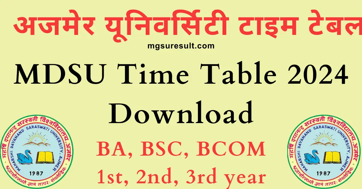 MDSU Time Table 2024 Download