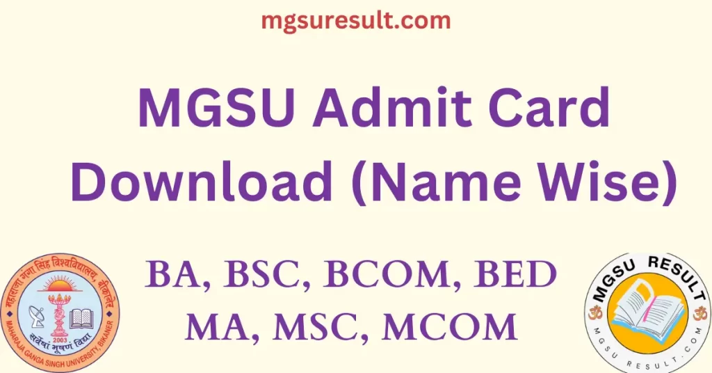MGSU admit card download name wise