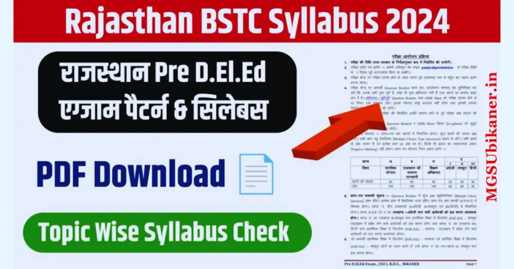 Rajasthan BSTC 2024 Syllabus in Hindi