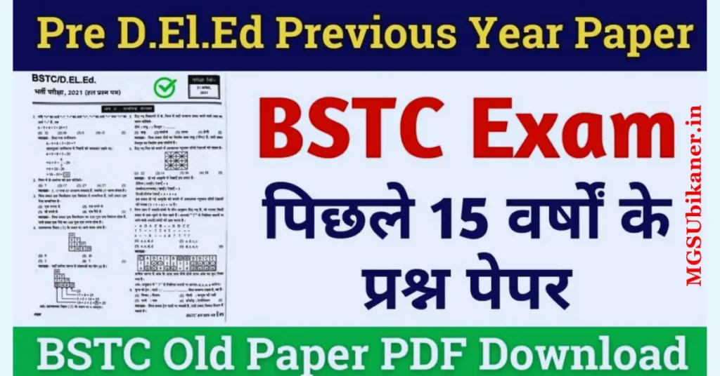 Rajasthan BSTC Old Year Papers