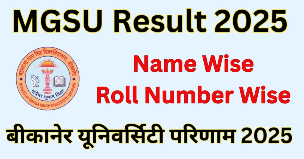 MGSU Result 2025 name wise